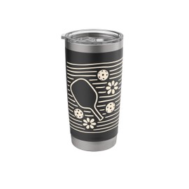 Minimalist Pickleball Paddle Flowers Retro Line Art Stainless Steel Insulated Tumbler