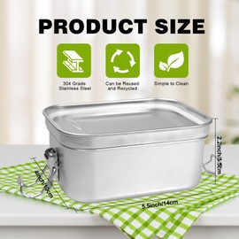 SENONAPO 8 Pcs Stainless Steel Bento Box 550ml Lunch Box for Dishwasher Bento Box Reusable Lunch Box Stainless Steel Food Storage Containers for Home Work School Camping Supplies