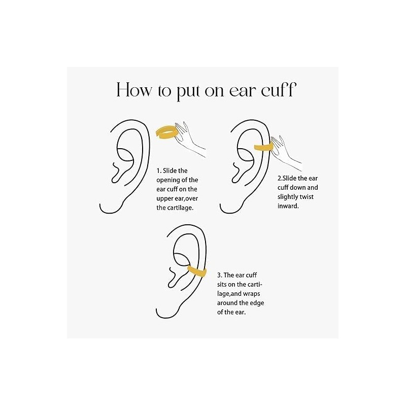 Jenosy Ear Cuff Gold Women's Non Piercing Open Wrap Earrings