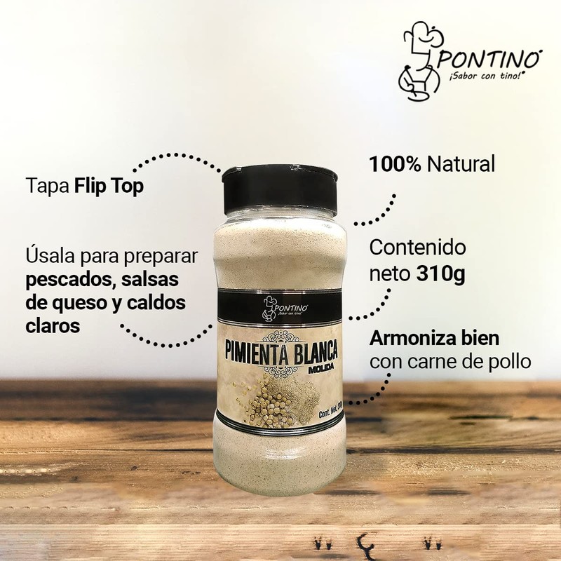 Pontino Pimienta blanca molida, 310 g