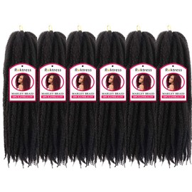 Roktress 6 Pack Marley Hair For Twist Marley Braiding Crochet Hair Long Afro Kinky Twist Crochet Braid Kanekalon Synthetic Hair Extensions (20"6pcs, 1B#)