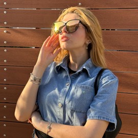 HASFOX Cat Eyes Sunglasses for Women | Polarized UV Protection Shades for Driving | Lightweight Oversized Style | Hard Case