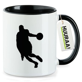 Huuraa Coffee Cup Basketball Silhouette Gift 330 ml Black Basketball Present