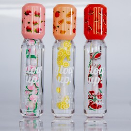 Glam Lux 18 Bundle Set of 3 Cute Lip Gloss, Assorted Fruity Flavors Fruit Charms For Girls, Women, Teens Party Favors, Birthday, Gifts, Long Lasting, Nourishing Glossy