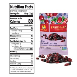 Sun-Maid Farmstand Reserve Dried Mixed Berries - (5 Pack) 0.8 oz Snack Bag - Dried Fruit Snack for Easter Basket Stuffers and Natural Sweeteners