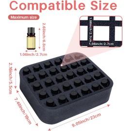Organizador de aceites esenciales con ranuras, capacidad para 30 botellas de 10 ml, botellas de 15 ml, separadores extraíbles, color negro