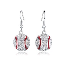 Baseball Softball Crystal Enamel Dangle Earrings Bling Sport Ball Earring Jewelry for Women-basketball