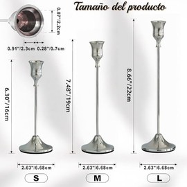 Juego de Candelabros de Metal, Porta Velas Decoración de Mesa Moderno y Simple, Adornos de Decoración de Ambiente para Fiestas de Bodas, Halloween, Navidad y San Valentín. (6, Plata)
