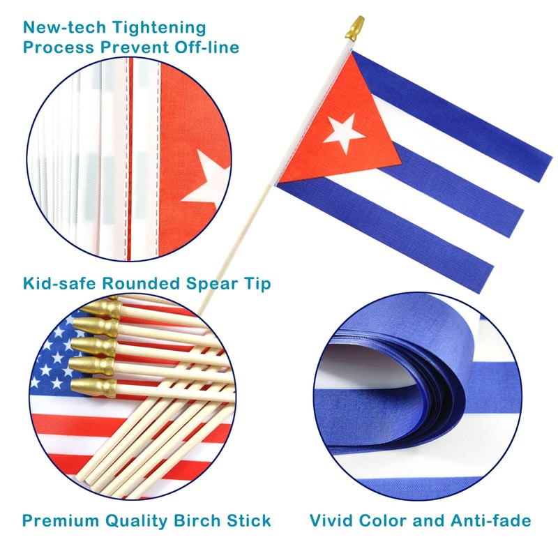 Newperlite Cuba Stick Flag Cuban Small Mini Hand Held Flags