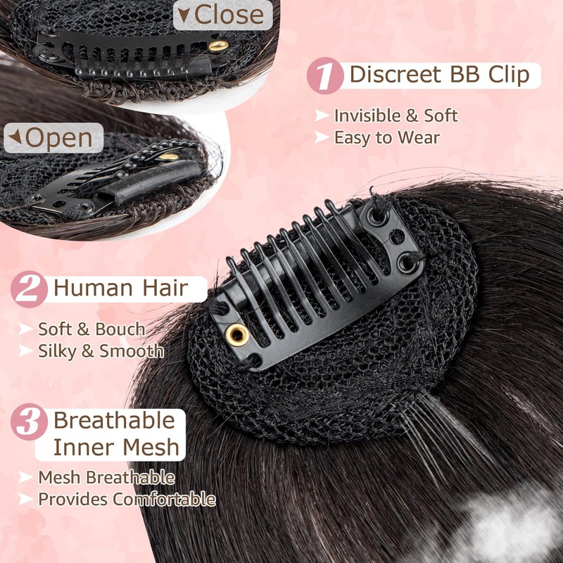 Clip in Bangs 100% Real Human Hair Extensions Wispy Bangs