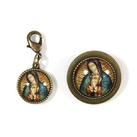 Style ARThouse 'Our Lady of Guadalupe', Glass Cabochon Lapel Pin and Pocket Charm