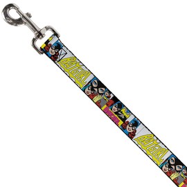 Buckle-Down Dog Leash Batgirl Panels Yellow Pink 4 Feet Long 1.0 Inch Wide