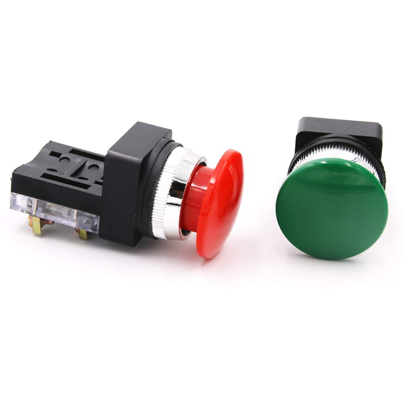 AC 250V 6A 1NO 1NC DPST Momentary Mushroom Head Push