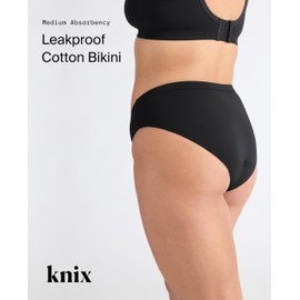 KNIX Leakproof Cotton Bikini - Period Underwear for Women - Machine Washable. Black, X-Large (1 Pack)