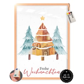 myDreamwork - Christmas Money Gift - Christmas Packaging - Money Gift Christmas - Money Gifts in Frame A5 (Christmas Trees, Natural)