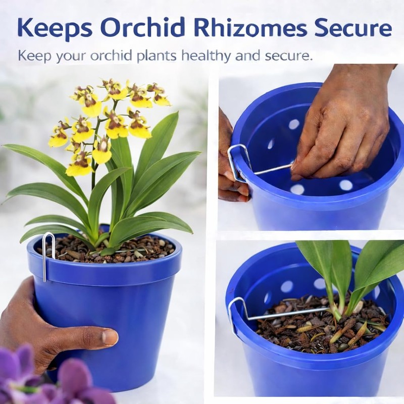 Orchid Nerd Galvanized Rhizome Clip for Clay Pot 4 inch