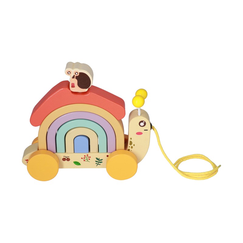 Beech Wooden Baby Pull Along Toy WalkALong Snails Toddler for