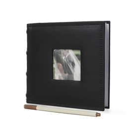RECUTMS Small Photo Album 4x6 100 Photos Leather Cover with Writing Space, Pictures Book Hold 100 Vertical Photos for Wedding Family Baby Vacation (Black)