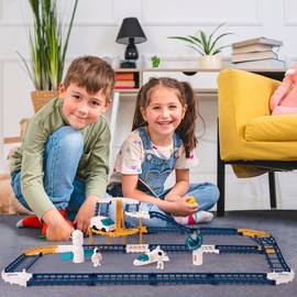 Kids Train Track Toy Set with Variable Track for 2 3 4 5 6 7 Years Old, Toddlers Educational Construction Toys, Electric Train Track Playset, Boys Girls Birthday