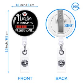 YAZMEEN Nurse in Progress Please Wait Retractable Badge Reel with Alligator Clip Funny ID Badge Holder for Nurse Nursing Student Gifts Clear Name Card Holder for RN LPN Nurse Doctor Teacher Student