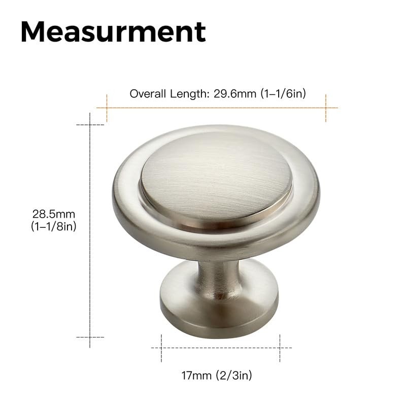 Ravinte Pack of 10 Cabinet Knobs, Brushed Nickel Drawer Knobs,