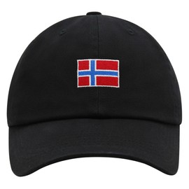 JPAK Norway Flag Premium Dad Hat Embroidered Cotton Baseball Cap Norwegian Scandi Black