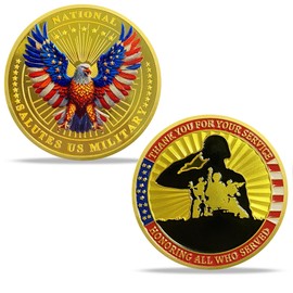 YGLLSSY 20Pcs Military Challenge Coin Bulks Eagle Flag Salute Veterans Coin Bulk Eagle Flag Thanks for Your Service Collectible Coin Appreciation Gifts for US Army Commemorative Coin Veterans