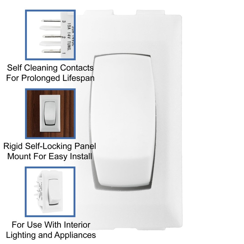 RecPro RV Single Pole Double Throw Rocker Switch | 20A