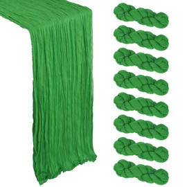8 Pack Green Cheesecloth Table Runner 10Ft Gauze Cheese Cloth Table Runner 120 Inch Boho Sheer Rustic Fabric for Decor Bridal Baby Shower Wedding Centerpiece Home Table Decoration