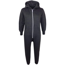A2Z 4 Kids Unisex Onesie Super Soft Fleece Hooded Zip Up - Onesie Charcoal 9-10