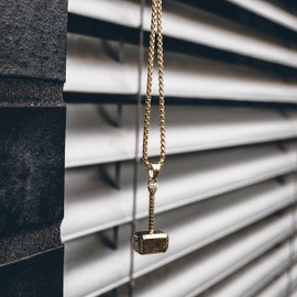 Akitsune Malleum Pendant with 90 cm Chain – Stainless Steel Necklace for Men and Women – Minimalist Thor Hammer – Silver, Matte Black, Gold , Stainless Steel