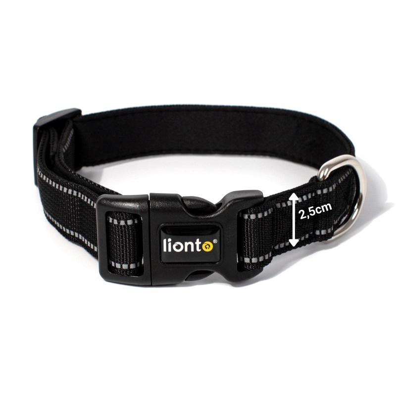 lionto Padded Dog Collar Nylon Reflective Waterproof Adjustable Size L