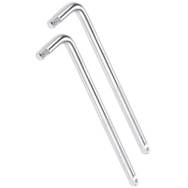 TOP-VIGOR 2 Stück 1/4-Zoll-Antrieb, L-förmige Verlängerungsstangen, 15,2 cm Breaker Bar Schraubenschlüssel, Chrom-Vanadium-Stahl mit Federkugel, Langgriff-Werkzeuge für enge Räume, Autoreparaturen und