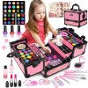 Hollyhi 59Pcs Kids Makeup Kit for Girl, Washable Play Makeup