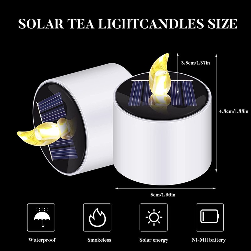 Solar Tea Lights,6PCS Waterproof Solar Power Tealights Outdoor,Flameless Flickering LED