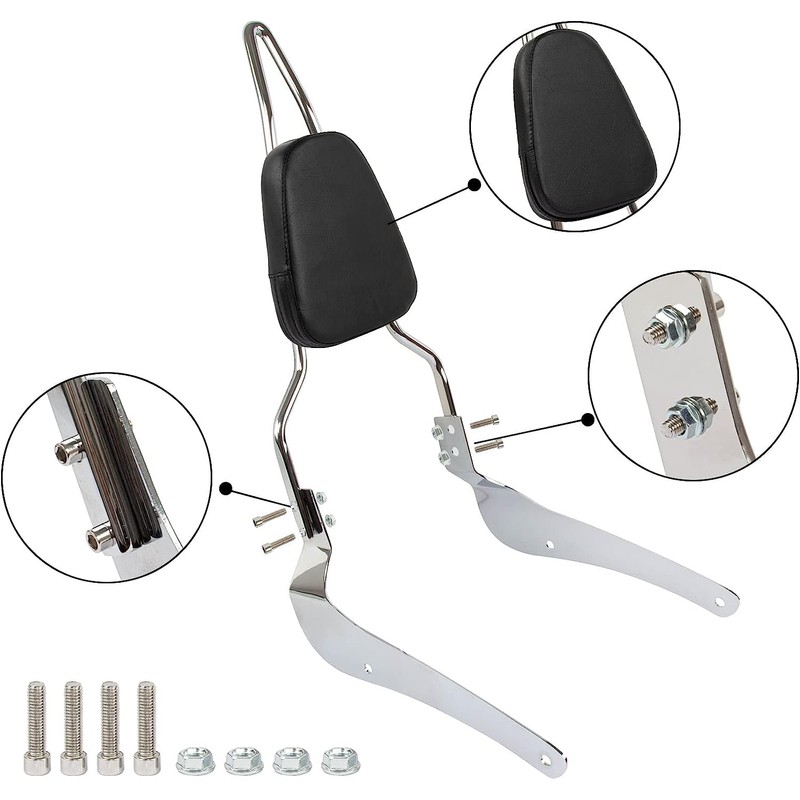 Motorcycle Rear Seat Backrest Sissy Bar Back Rest Compatible For