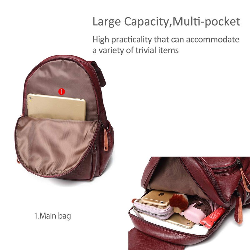 NICOLE & DORIS Woman Faux Leather Backpack Casual Daypack Ladies