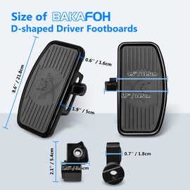 BAKAFOH D-shaped Driver Footboards Front Rider Foot Rest Floorboards for Indian Scout Sixty Bobber 2015-2025 Models Foot Pegs Accessories(Black, Skull Swords)