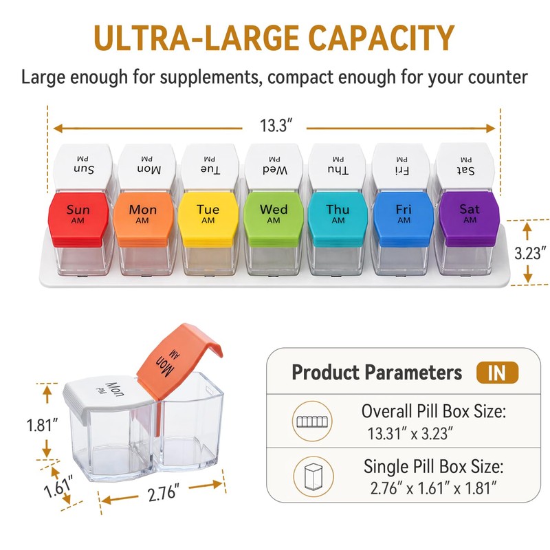 Extra Large Pill Organizer 2 Times a Day - Weekly