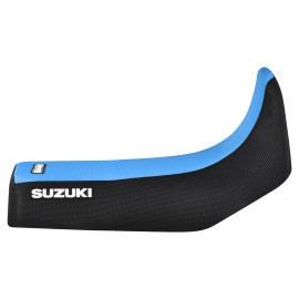 Enjoy MFG 1990-1991 Suzuki DR 650SM Grip Seat Cover  BLACK/LIGHT BLUE STANDARD LOGO #446