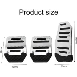 Car Pedal Set, Footrest Plate Footrest for Pedals, Cars Pedal Cover, Car Non-Slip Foot Pedal, Car Accelerator Pedal and Brake Pedal Cover, Footrest Pedals Cover Plate, Silver, Pack of 3