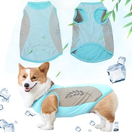 Runmeihe Dog Cooling Vest, Safe Dog Coat with Reflective Strip, Breathable Mesh Dog Clothes for Summer, Light Weight Cooling Dog Jacket (L, Light blue)