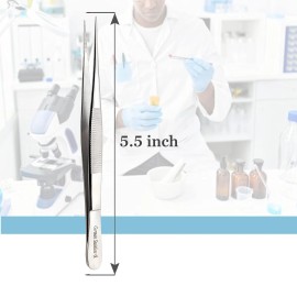 A2Z SCILAB 5.5 Inch Silver Tweezers Premium Quality Stainless Steel Precision Grip Tool