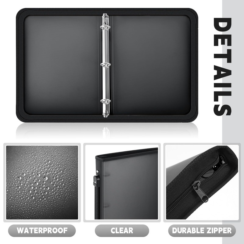 Teling 4 Pcs Zipper Binder with 3 Ring Zipper 2