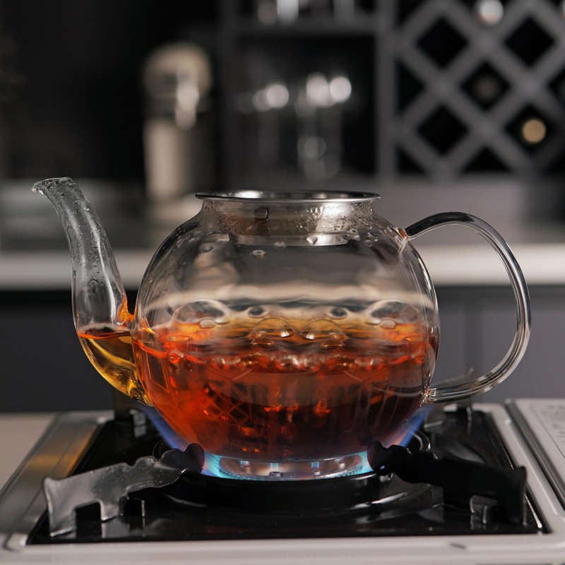 CNGLASS 40oz Glass Teapot with Removable Infuser,Clear Tea Kettle Stovetop
