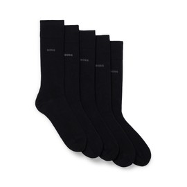 BOSS Men's Business Socks, Soft Cotton, Pack of 5, Black, Black 1