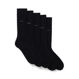BOSS Men's Business Socks, Soft Cotton, Pack of 5, Black, Black 1