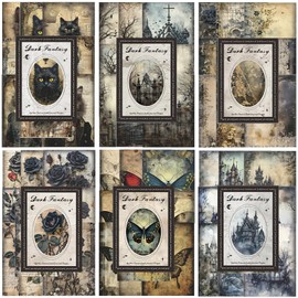 NAESM 180 Pcs Vintage Scrapbook Paper, Vintage Gothic Journal Ephemera Pack, Journaling Scrapbooking Supplies Craft Paper Kits Decorative Background