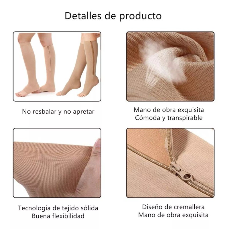 Medias De Compresión Para Varices Y Piernas Cansadas Con Zip
