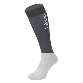 LeMieux My Competition Horse Riding Socks in Grey with Closely Woven Foot, Topside Seam and Micro Weight Stretch - Twin Pack - Small
